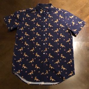 Tiger Pattern Short Sleeve Button Up